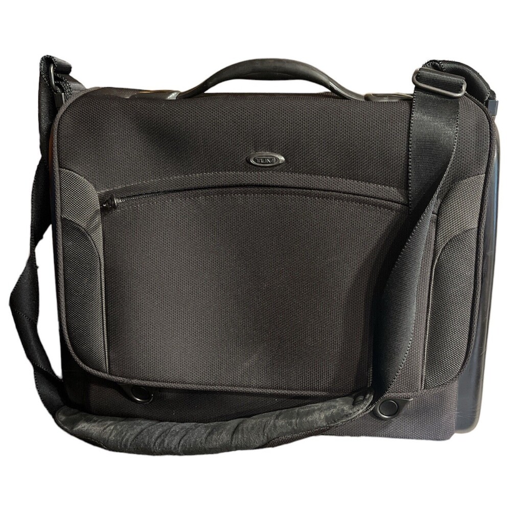TUMI T3 Messenger Bag Flip Flap Black Briefcase 13in Laptop Computer 6401STE